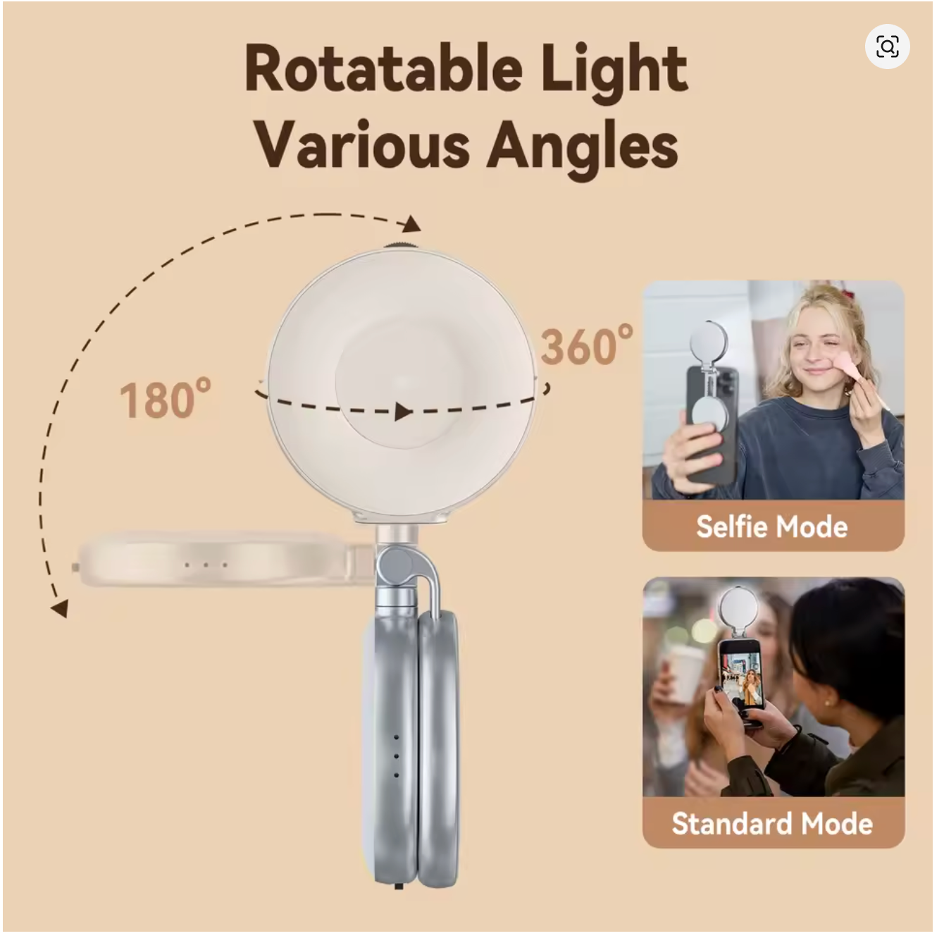 TELESIN Magnetic Fill Light Mini Selfie Light 3 Modes Adjustable Brightness for Smartphone iPhone XIAOMI HUAWEI SAMSUNG Phone