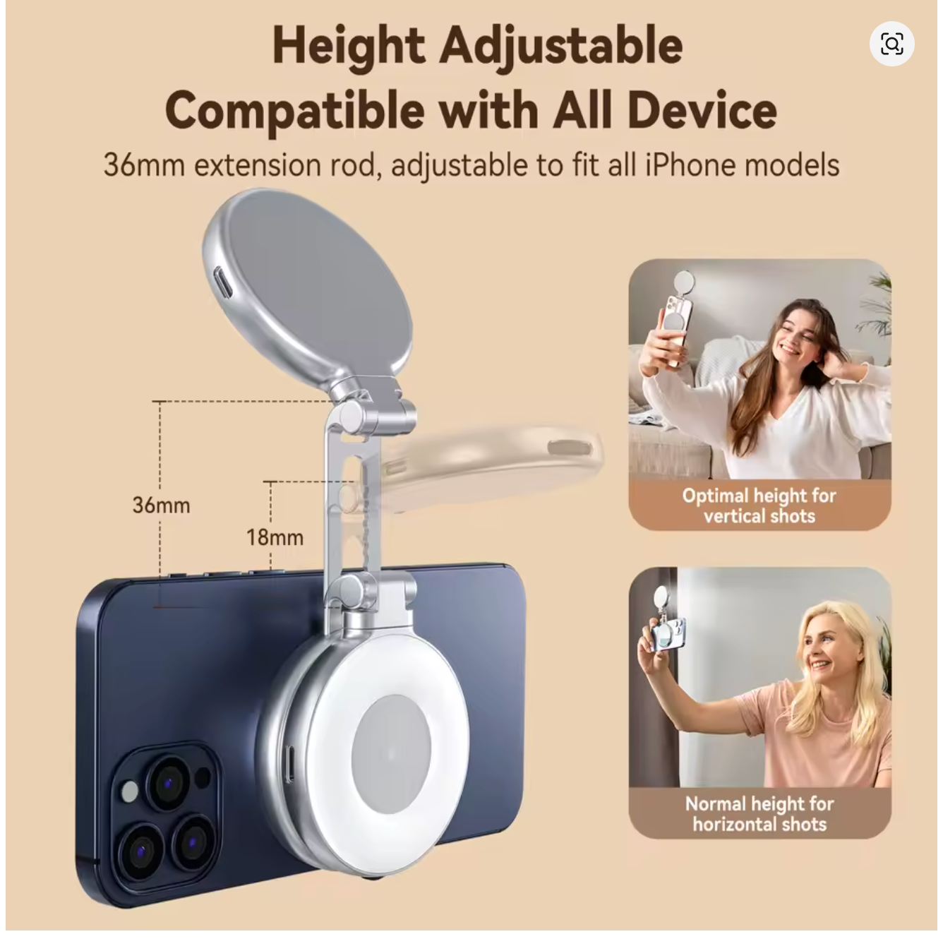 TELESIN Magnetic Fill Light Mini Selfie Light 3 Modes Adjustable Brightness for Smartphone iPhone XIAOMI HUAWEI SAMSUNG Phone