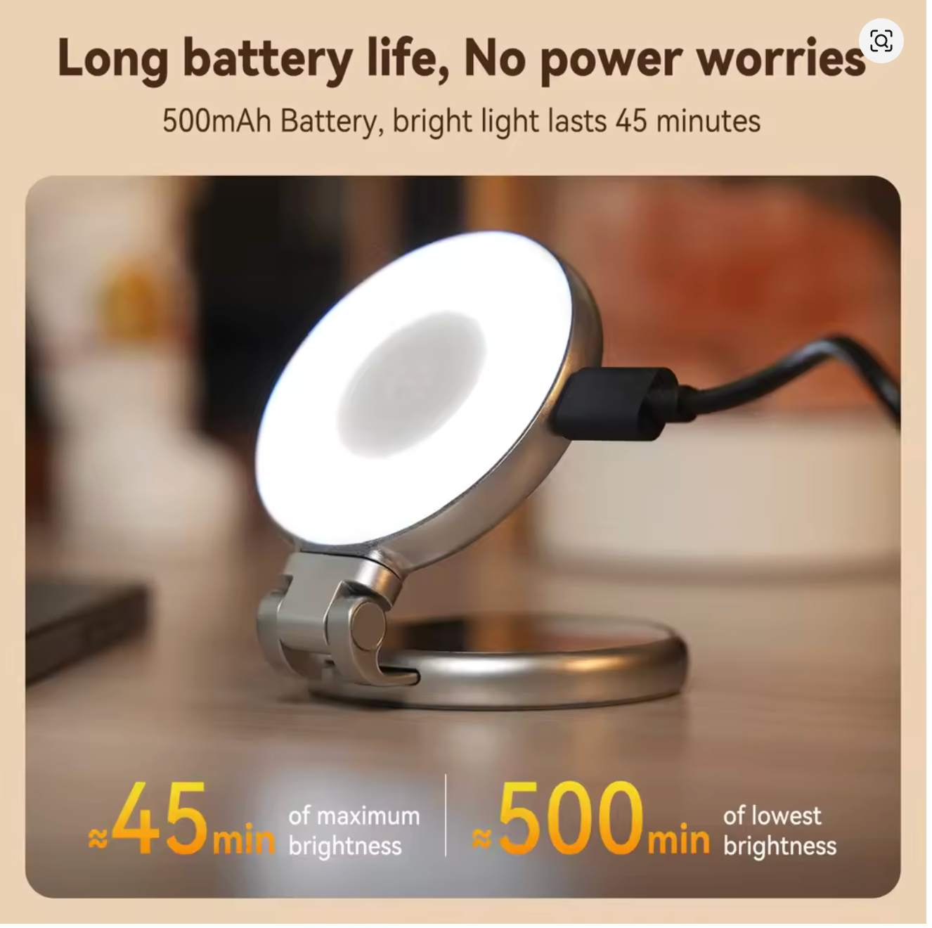 TELESIN Magnetic Fill Light Mini Selfie Light 3 Modes Adjustable Brightness for Smartphone iPhone XIAOMI HUAWEI SAMSUNG Phone