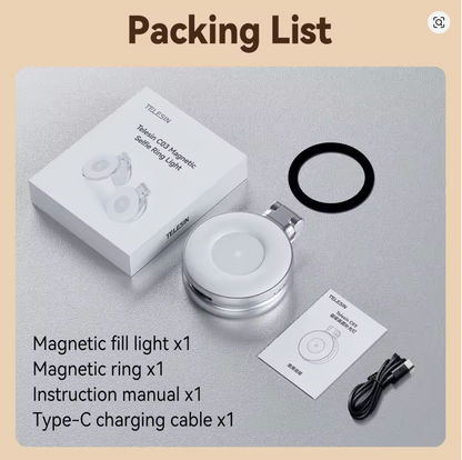 TELESIN Magnetic Fill Light Mini Selfie Light 3 Modes Adjustable Brightness for Smartphone iPhone XIAOMI HUAWEI SAMSUNG Phone